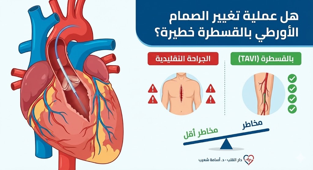 هل عملية تغيير الصمام الأورطي بالقسطرة خطيرة؟