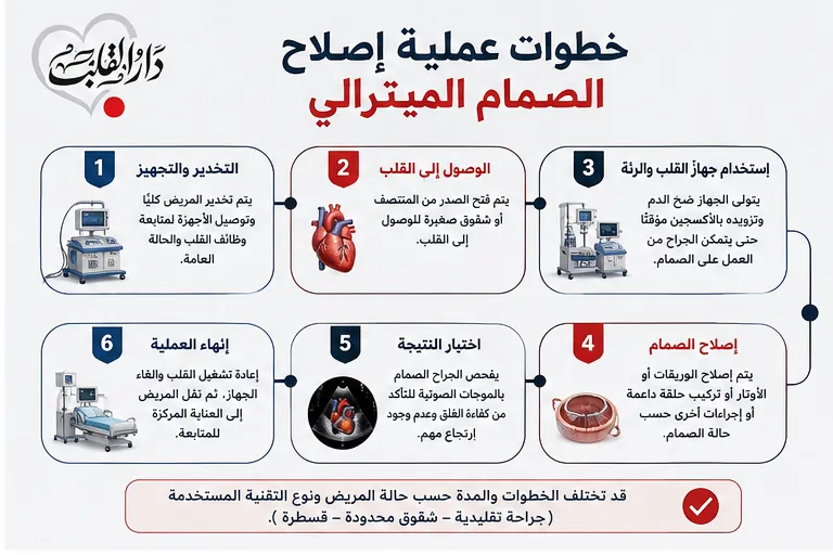 خطوات عملية إصلاح الصمام الميترالي بالكامل.