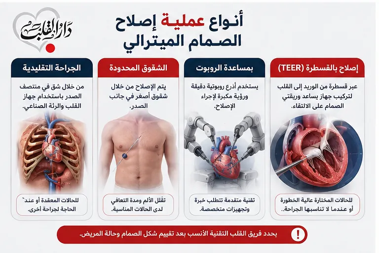 أنواع عملية إصلاح الصمام الميترالي